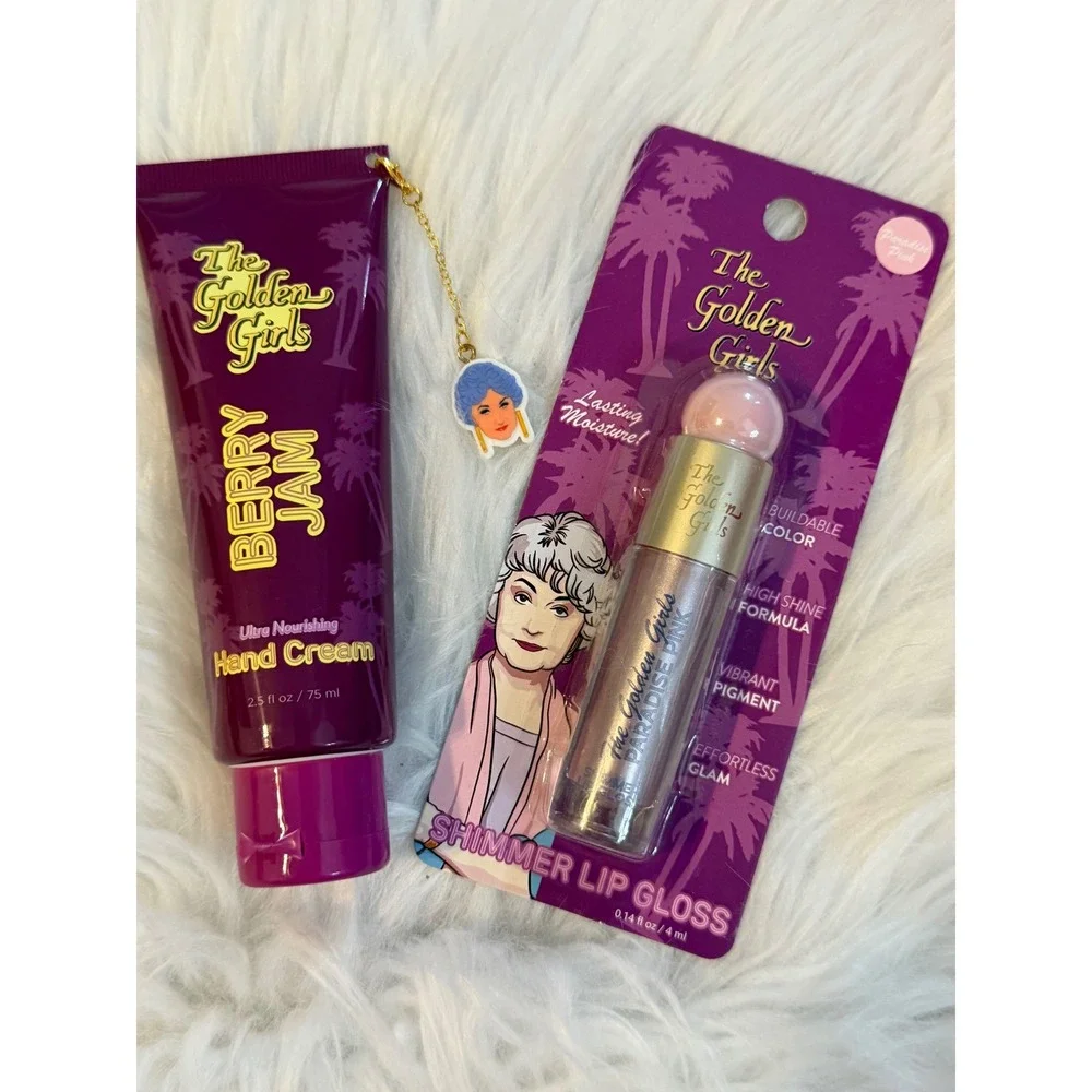 The Golden Girls Berry Jam Hand Cream & Paradise Pink Shimmer Lip Gloss Set